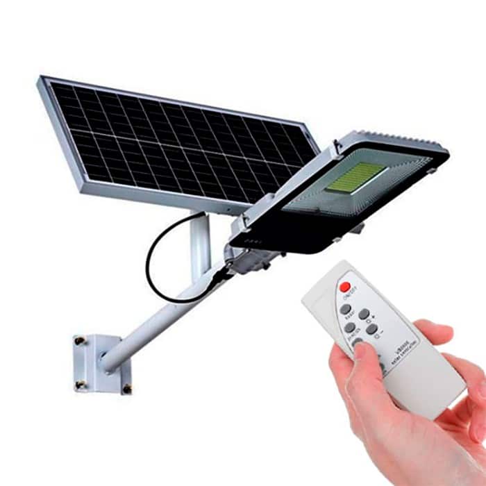 Lámpara LED con sensor de movimiento, panel solar y bat