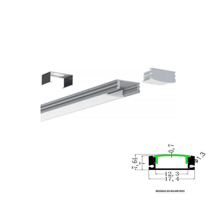 Canaleta aluminio cinta LED DIFUSOR EMPOTRAR 30 mm - LEDXPRES Costa Rica