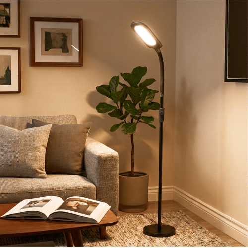 Lámpara de Piso LED 14W Cuello Flexible — Control por Botón, Remoto y App Bluetooth